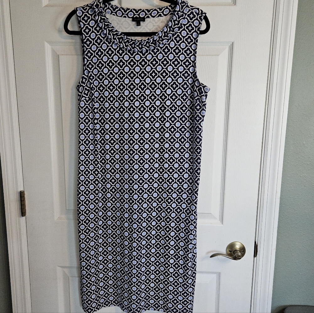 Talbots Black and White Geometric Midi Dress